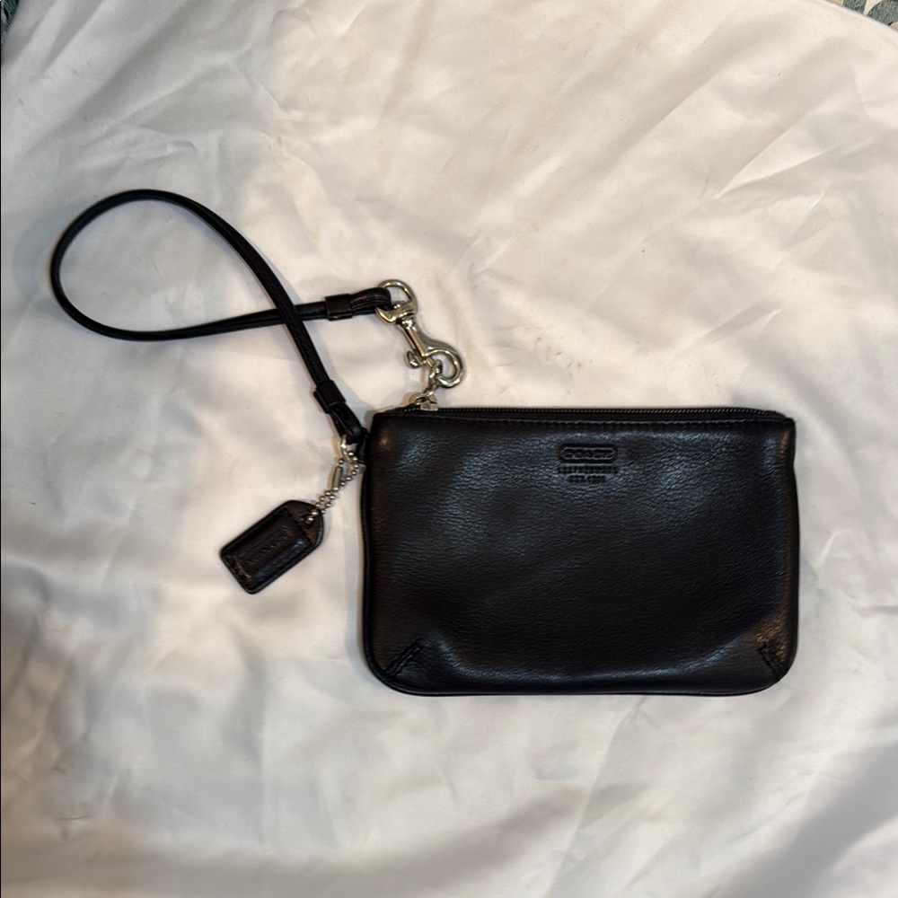 Coach Black Leather Wristlet